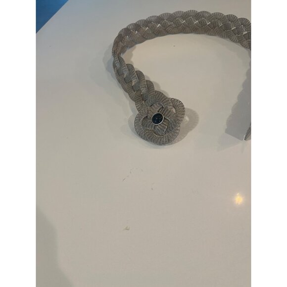 Vintage Mesh Braided Belt With Blue Stone Accent & Floral Buckle main image 5